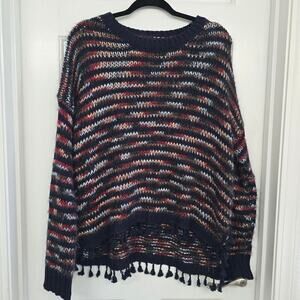 Women’s Cable Knit Sweater Sz S Oversize Tassel Boho Artsy Soft Cozy Whimsigoth